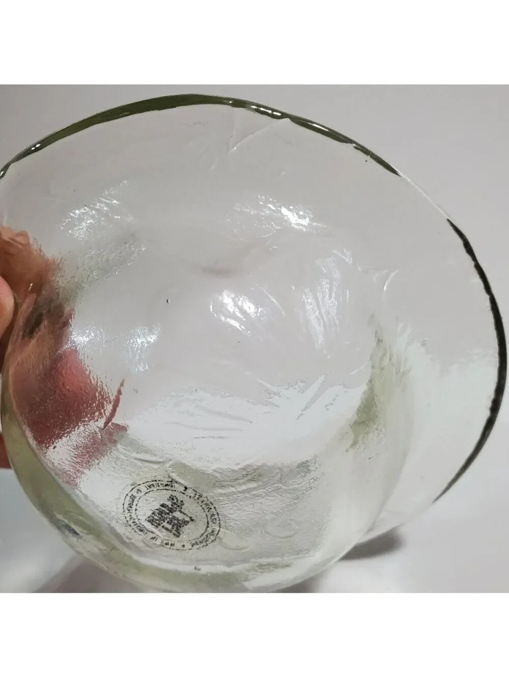 Pier1 Imports Handblown Glassware floral embossed cabbage leaf bowl